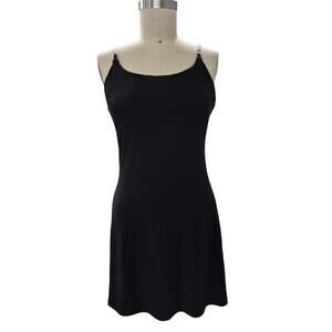 Vtg 80s City Triangles Little Black Dress Silver Mesh Straps S Whimsey goth S/M